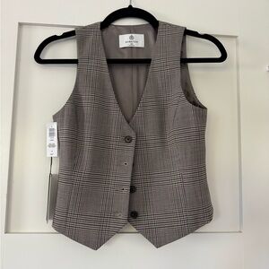NWT Aritzia Babaton Deniro Herringbone/Plaid Button-Up Vest